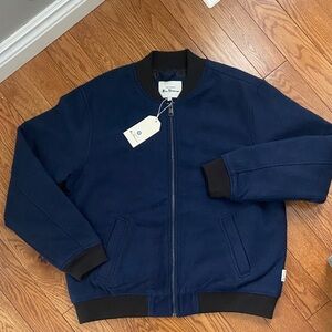 Men's Navy Blue Ben Sherman Wool Bomber Jacket